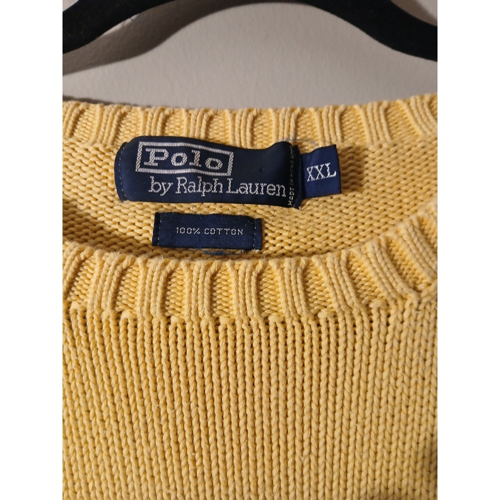 Polo Ralph Lauren Sweater Yellow Crewneck Pullover Long Sleeve Cotton XXL - Picture 5 of 5